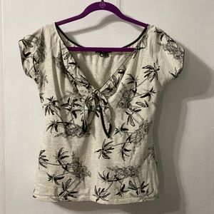 Palm tree front tie shirt